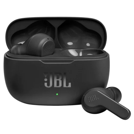 Bluetooth слушалки за поставяне в ушите с микрофон TWS - JBL (Wave 200) - черни