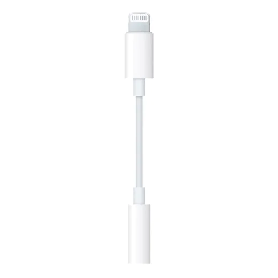 Аудио адаптер Lightning към 3,5 мм жак - Apple A1749 (MMX62ZM/A) - бял (блистерна опаковка)