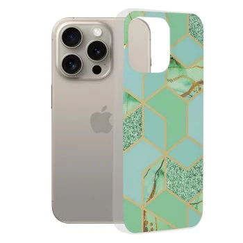 Калъф за iPhone 15 Pro Max - Marble Series - Green Hex