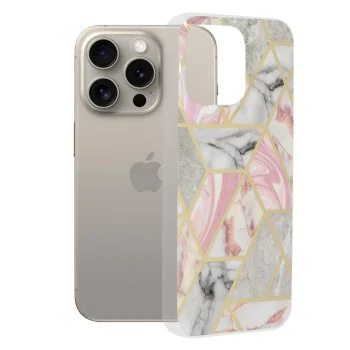 Калъф за iPhone 15 Pro Max - Marble Series - Pink Hex