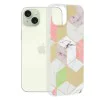 Калъф за iPhone 15 Plus - Мраморна серия - лилав шестостен