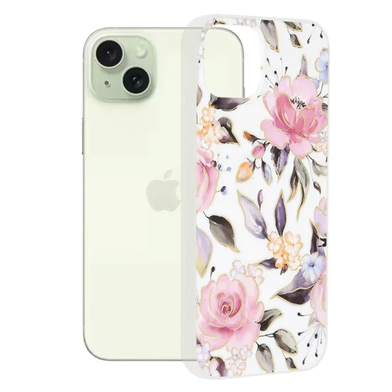 Калъф за iPhone 15 Plus - Marble Series - Chloe White