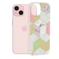 Калъф за iPhone 15 - Серия Мрамор - Лилав шестостен
