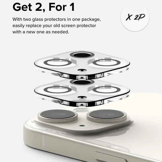 Протектор за камера за iPhone 15 / iPhone 15 Plus (комплект 2) - Ringke Camera Protector Glass - Прозрачен