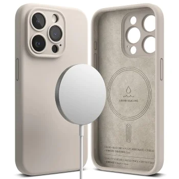 Калъф за iPhone 15 Pro Max - Ringke - Силиконов магнитен MagSafe - Каменен