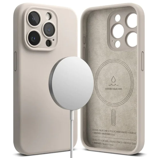 Калъф за iPhone 15 Pro Max - Ringke - Силиконов магнитен MagSafe - Каменен