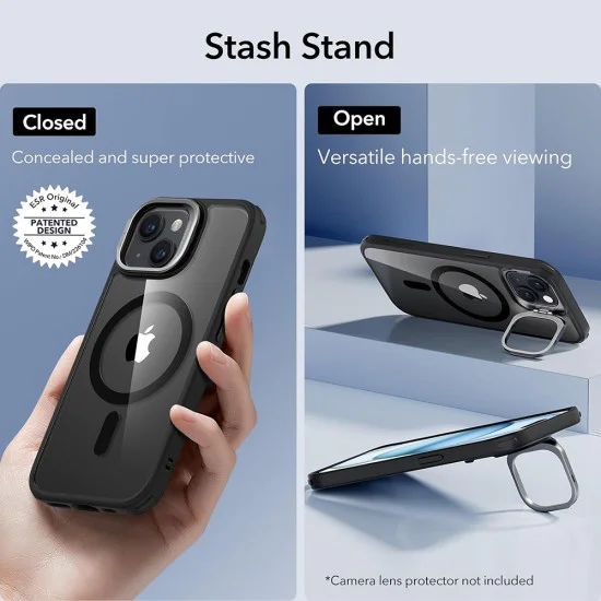 Калъф за iPhone 15 - ESR Classic Hybrid Classic HaloLock HaloLock Kickstand - Clear Black