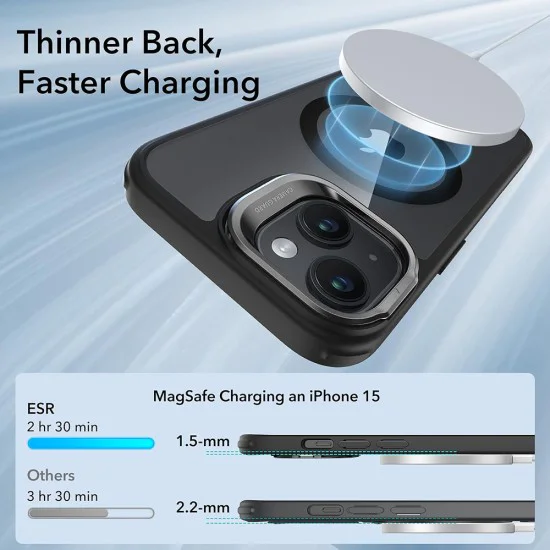 Калъф за iPhone 15 - ESR Classic Hybrid Classic HaloLock HaloLock Kickstand - Clear Black