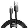 USB към Type-C кабел, бързо зареждане, 3A, 480Mbps, 0,5 м - Baseus Cafule (CATKLF-AG1) - сив / черен