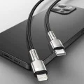 Type-C към Lightning кабел, бързо зареждане PD20W, 480Mbps, 2.4A, 1m - Baseus Cafule Series Metal (CATLJK-A01) - черен