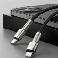 Type-C към Lightning кабел, бързо зареждане PD20W, 480Mbps, 2.4A, 1m - Baseus Cafule Series Metal (CATLJK-A01) - черен