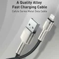 USB към Lightning кабел, 2.4A, 480Mbps, 1m - Baseus Cafule Series Metal (CALJK-A01) - черен