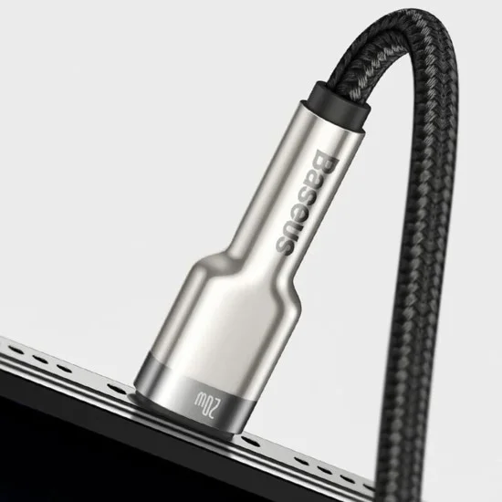 USB към Lightning кабел, 2.4A, 480Mbps, 1m - Baseus Cafule Series Metal (CALJK-A01) - черен