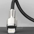 USB към Lightning кабел, 2.4A, 480Mbps, 1m - Baseus Cafule Series Metal (CALJK-A01) - черен