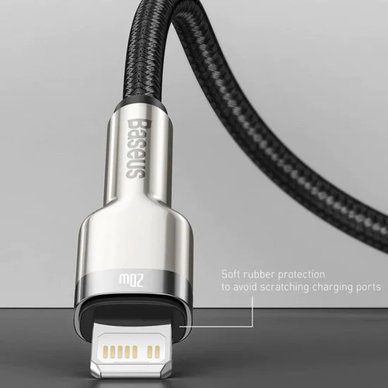 USB към Lightning кабел, 2.4A, 480Mbps, 1m - Baseus Cafule Series Metal (CALJK-A01) - черен