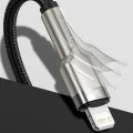 USB към Lightning кабел, 2.4A, 480Mbps, 1m - Baseus Cafule Series Metal (CALJK-A01) - черен
