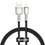USB към Lightning кабел, 2.4A, 480Mbps, 1m - Baseus Cafule Series Metal (CALJK-A01) - черен