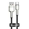 USB към Type-C кабел, супер бързо зареждане, 66W, 6A, 25 см - Baseus Cafule Series Metal (CAKF000001) - черен