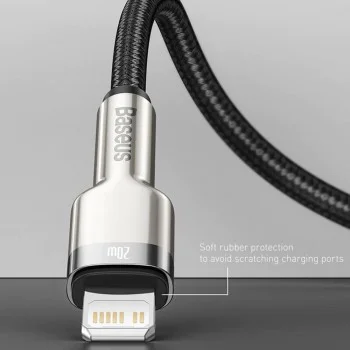 Кабел Type-C към Lightning, 20W, 25cm - Baseus Cafule Series Metal (CATLJK-01) - черен