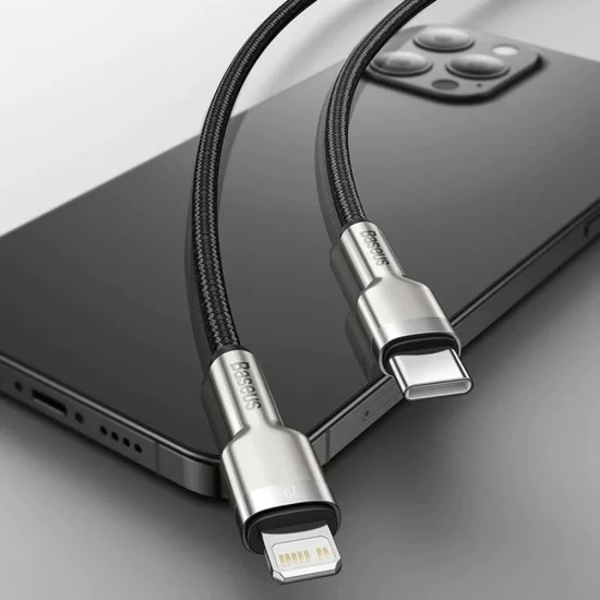 Кабел Type-C към Lightning, 20W, 25cm - Baseus Cafule Series Metal (CATLJK-01) - черен