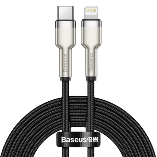 Кабел Type-C към Lightning, 20W, 25cm - Baseus Cafule Series Metal (CATLJK-01) - черен