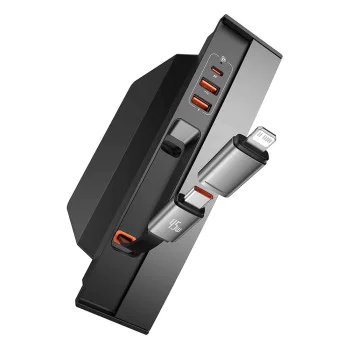 USB-C към HDMI хъб, Type-C, 3x USB, RJ45, за Tesla Model 3 / Y - Baseus (B00051300111-00) - Черен