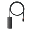 USB към 4x USB3.0 хъб, тип-C, 1 м - серия Baseus Lite (WKQQX030101) - черен