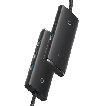 USB към 4x USB3.0 хъб, тип-C, 1 м - серия Baseus Lite (WKQQX030101) - черен