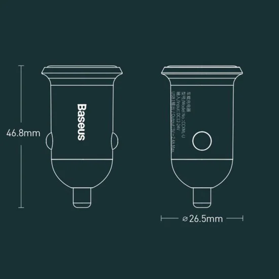 Зарядно за кола 2x USB, 4.8A - Baseus (CCALLP-01) - Черно