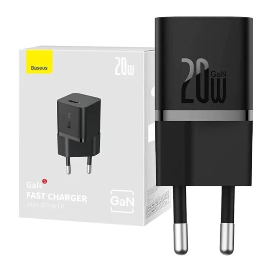 Char Charge Type-C, Fast Charging, GaN, 20W - Baseus (CCGN050101) - Черно