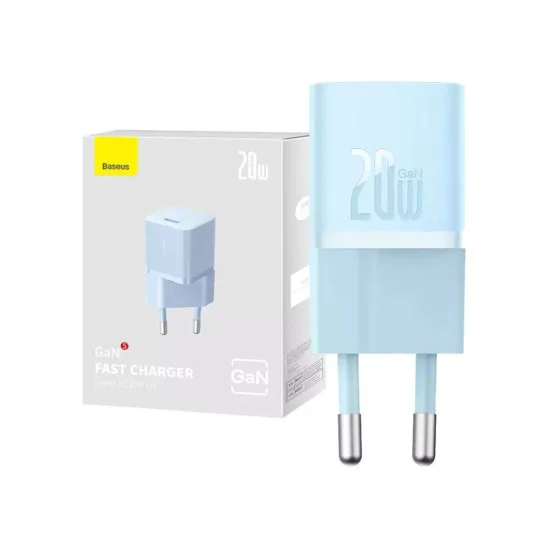 Зарядно устройство Type-C, бързо зареждане, GaN, 20W - Baseus (CCGN050103) - синьо