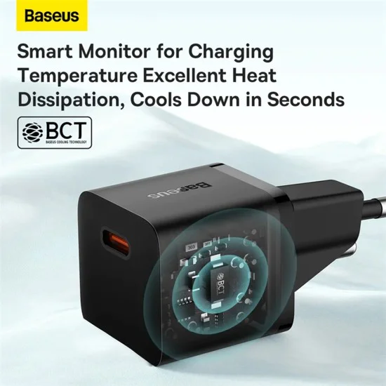 Зарядно устройство Type-C, бързо зареждане, GaN, 20W - Baseus (CCGN050102) - бяло