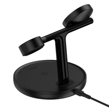 Char Charging Station за iPhone, iWatch, AirPods - Baseus Swan (WXTE000101) - Черен