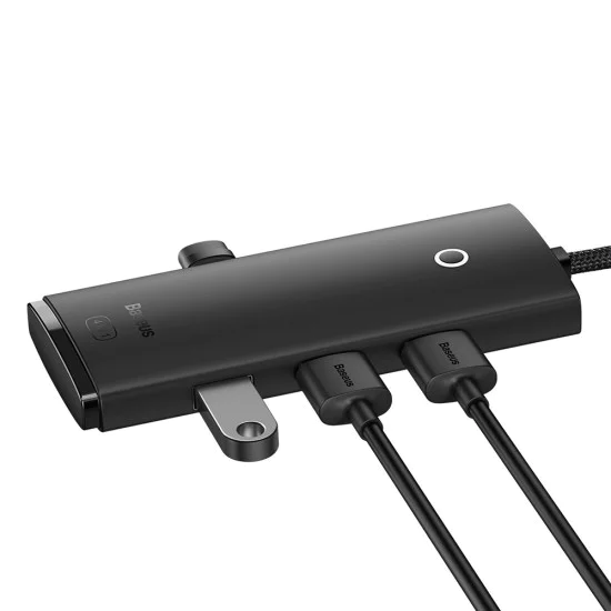 Хъб тип-C към 4x USB 3.0, тип-C, 0,25 м - серия Baseus Lite (WKQX030301) - черен