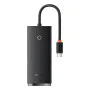 Хъб тип-C към 4x USB 3.0, тип-C, 0,25 м - серия Baseus Lite (WKQX030301) - черен