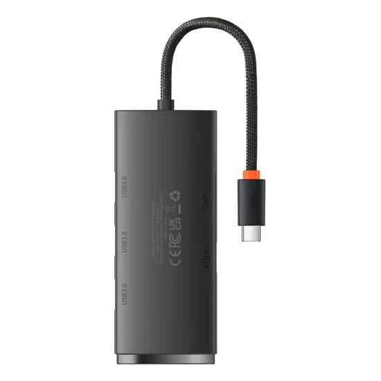 Хъб тип-C към 4x USB 3.0, тип-C, 0,25 м - серия Baseus Lite (WKQX030301) - черен