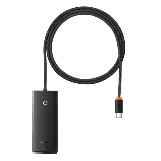 USB-C към 4x USB 3.0 хъб, тип-C, 1 м - серия Baseus Lite (WKQQX030401) - черен
