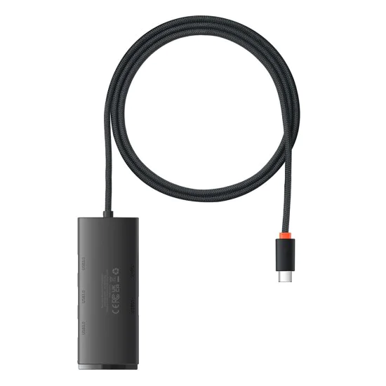 USB-C към 4x USB 3.0 хъб, тип-C, 1 м - серия Baseus Lite (WKQQX030401) - черен