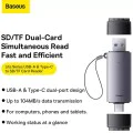 USB четец на карти, Type-C 3.0 към MicroSD, SD - Baseus Lite Series (WKQQX060113) - сив