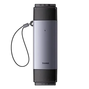 USB четец на карти, Type-C 3.0 към MicroSD, SD - Baseus Lite Series (WKQQX060113) - сив