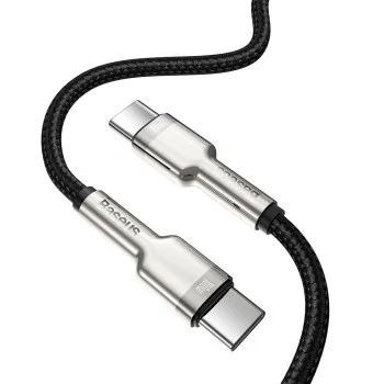 Кабел Type-C към Type-C, супер бързо зареждане, 100W, 480Mbps, 20V, 5A, 1m - Baseus Cafule Series Metal (CATJK-C01) - черен