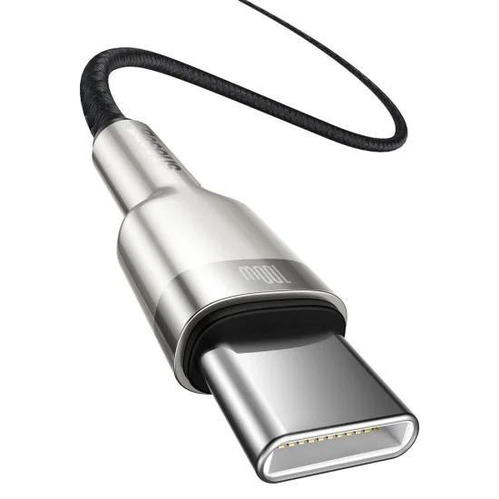 Кабел Type-C към Type-C, супер бързо зареждане, 100W, 480Mbps, 20V, 5A, 1m - Baseus Cafule Series Metal (CATJK-C01) - черен