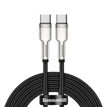 Кабел Type-C към Type-C, Super Fast Charge, 100W, 480Mbps, 20V, 5A, 2m - Baseus Cafule Series Metal (CATJK-D01) - Черен