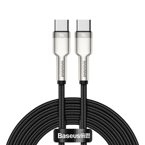 Кабел Type-C към Type-C, Super Fast Charge, 100W, 480Mbps, 20V, 5A, 2m - Baseus Cafule Series Metal (CATJK-D01) - Черен