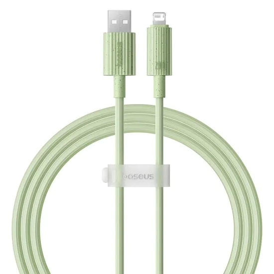 USB към Lightning кабел, 480Mbps, 2.4A, 2m - Baseus Habitat Series (P10360200631-01) - Natural Green