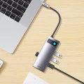 Хъб тип C до 4 x USB 3.0, тип C - серия Baseus Metal Gleam (WKWG070013) - сив