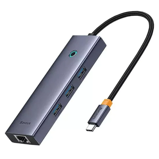 Hub Type-C към 3 x USB 3.0, RJ45 - Baseus UltraJoy Series (B0005280A813-00) - Space Gray