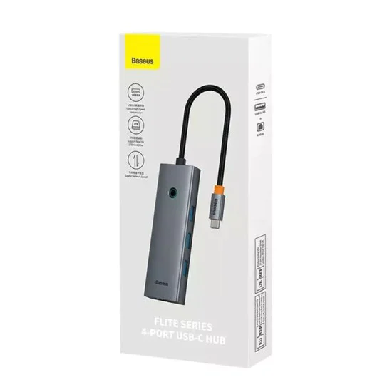 Hub Type-C към 3 x USB 3.0, RJ45 - Baseus UltraJoy Series (B0005280A813-00) - Space Gray