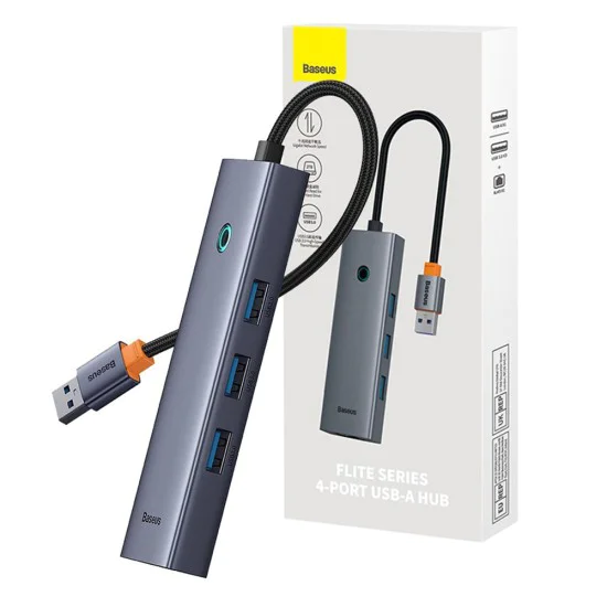 USB хъб към 3 x USB 3.0, RJ45 - Baseus UltraJoy Series (B0005280A813-01) - Space Gray
