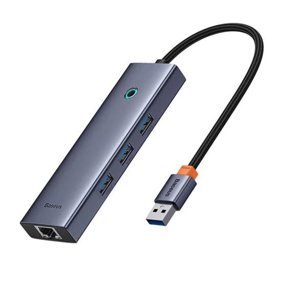 USB хъб към 3 x USB 3.0, RJ45 - Baseus UltraJoy Series (B0005280A813-01) - Space Gray